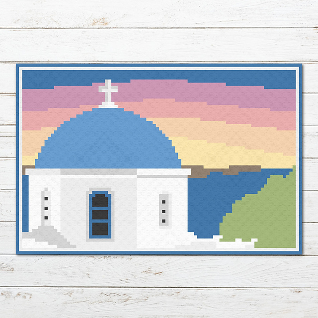 Santorini Greece C2C Blanket