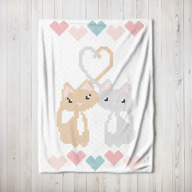 Valentine's Day Cats C2C Blanket