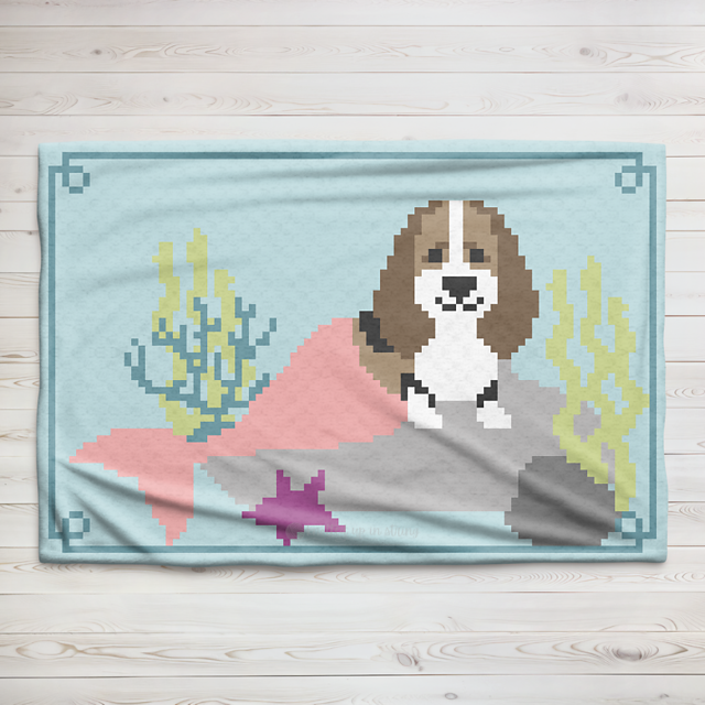 Basset Hound Mermaid C2C Blanket