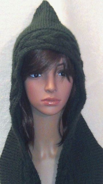 Irish Braided Cable Hooded Scarf