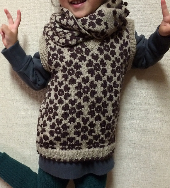 Chocolate Flower Vest & Cowl