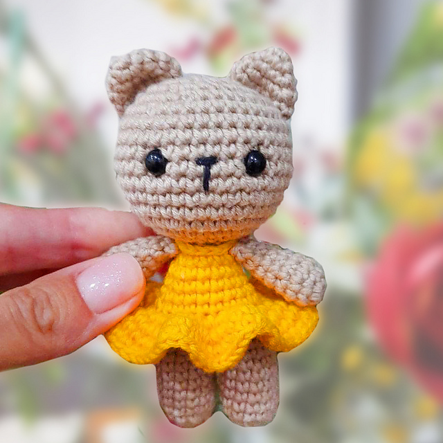 white christmas dresses Cute Crochet Kitten Toy in Pink Dress – Joy Gift London main image 0