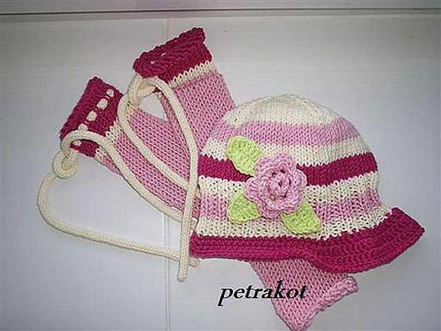 girl knitted hat with crochet peak