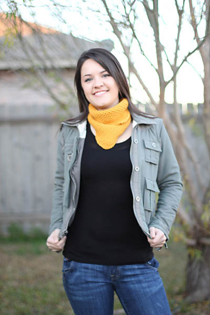mustard garter stitch cowl