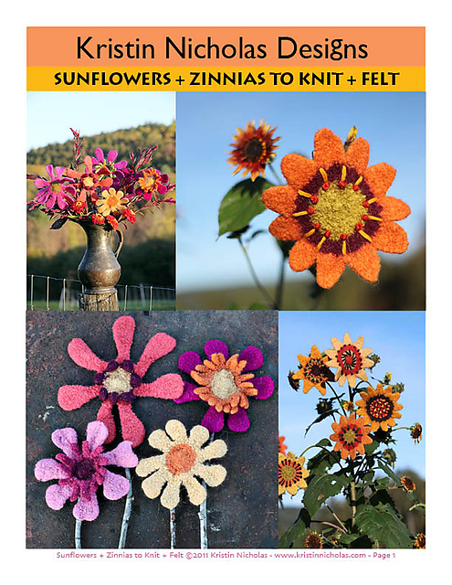 Sunflowers and Zinnias to Knit and Felt