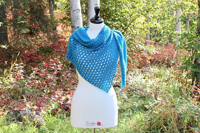 Solid and Lace Asymmetrical Shawl