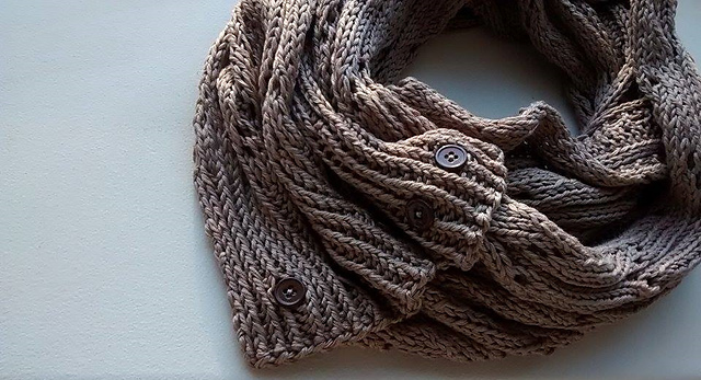 Knit Lace Button Cowl