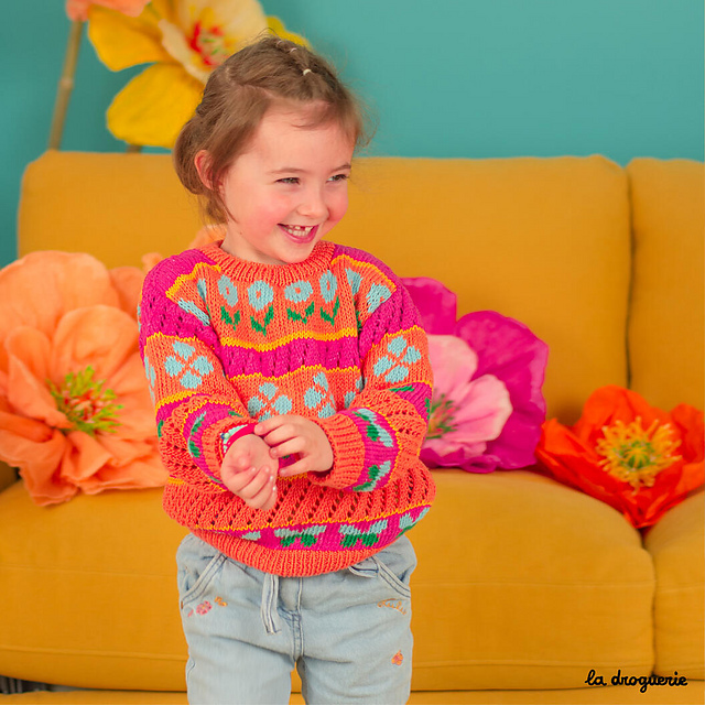 Pull jacquard Ondée fleurie - Harmonie Rose