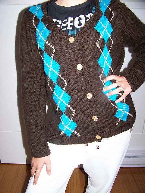 Precise Argyle Cardigan and Hat