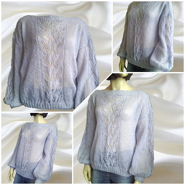 Pullover in mohair with a central motif.