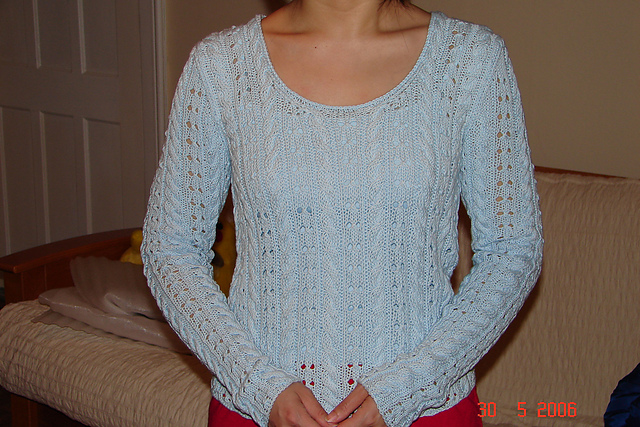 # 19 Sweater with Lace Pattern and Cables