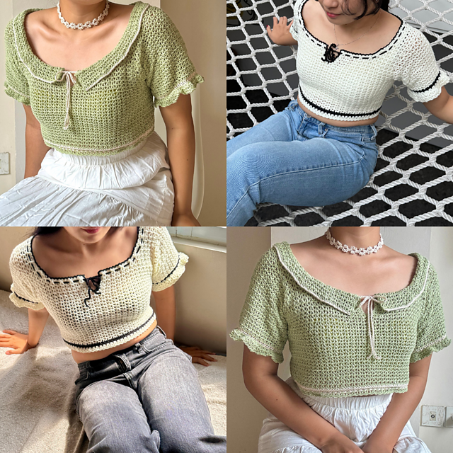 【最終値下げ】ANDMARY Milly crochet knit tops ANDMARY】Milly crochet knit tops