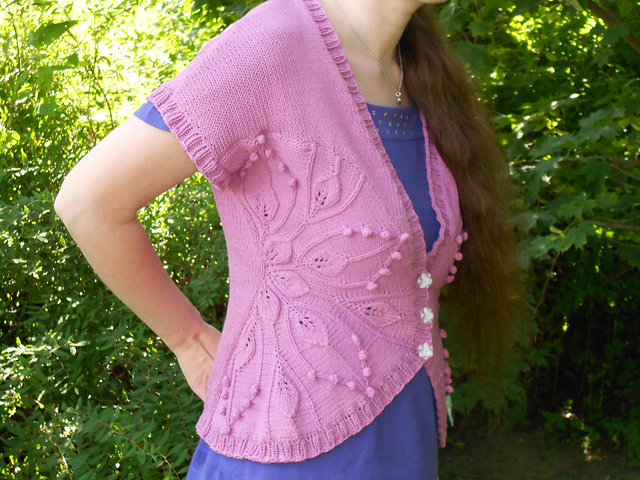 Waistcoat Cardigan with Flower Panels