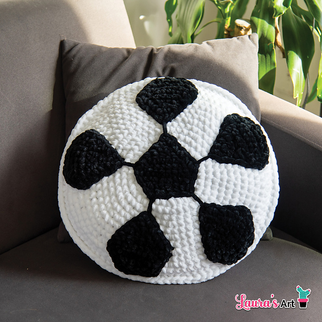 Crochet Soccer Ball Pillow