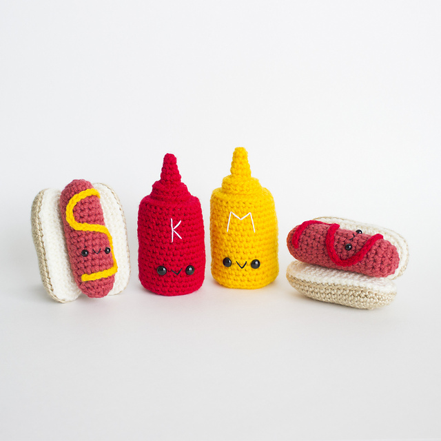 Amigurumi Hot Dog & Condiment Bottle