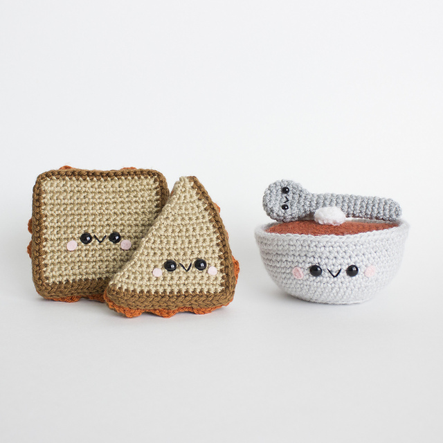 Amigurumi Grilled Cheese, Tomato Soup and Spoon