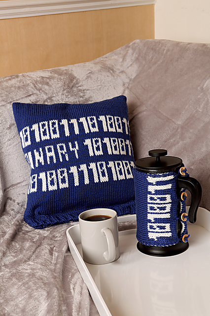 Binary Code Cushion & Cafetiere Cosy