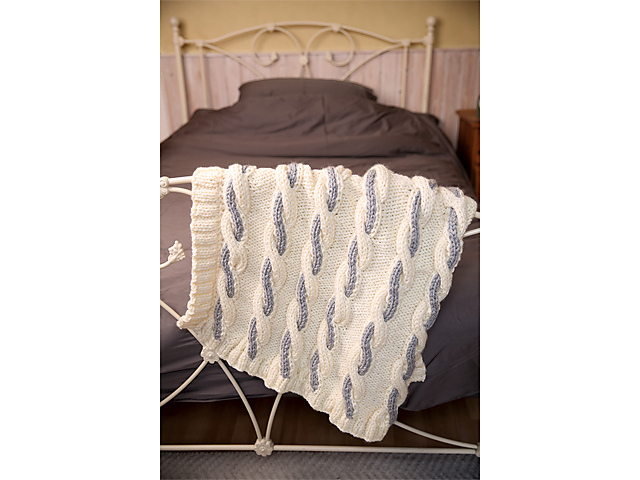 Two Coloured Cable Blanket