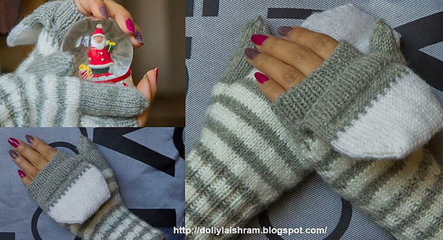 Grey and White Convertible Mitten