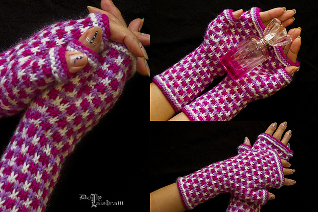 Tricolor Fingerless Mitten