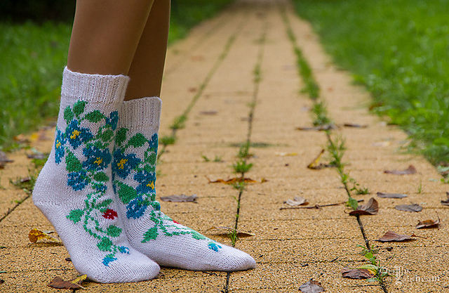 Ravelry: Flower Intarsia Sock pattern by Dolly Laishram Bhardwaj