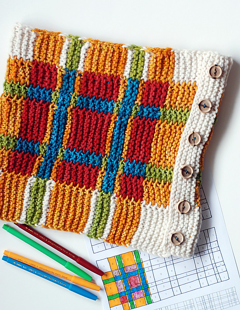 Color by Number Plaid Cowl