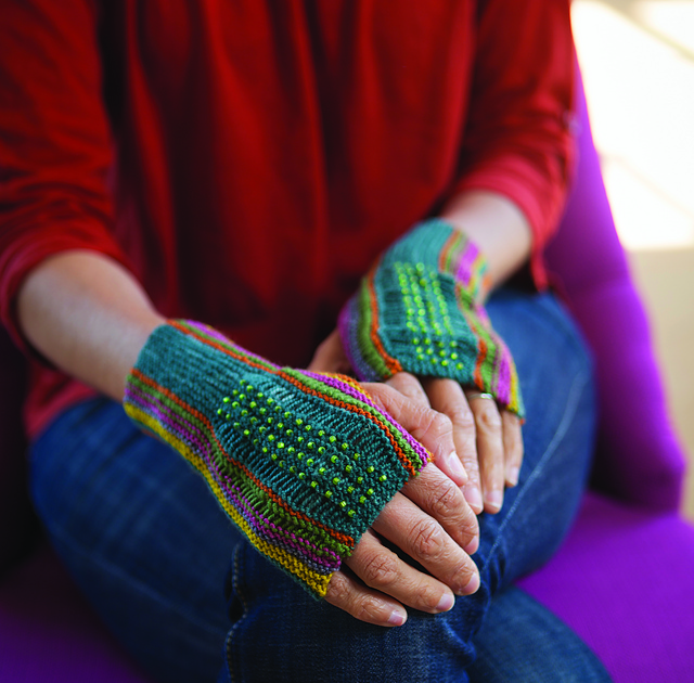Beaded Striped Mitts