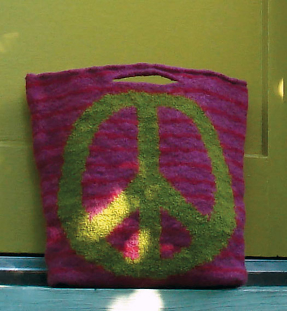 Peace Sign Felted Tote