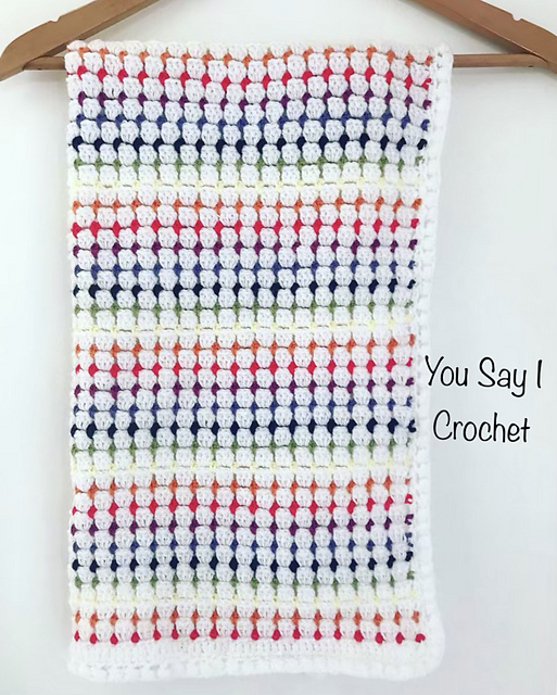 Block Stitch Blanket with Puff Stitch Border