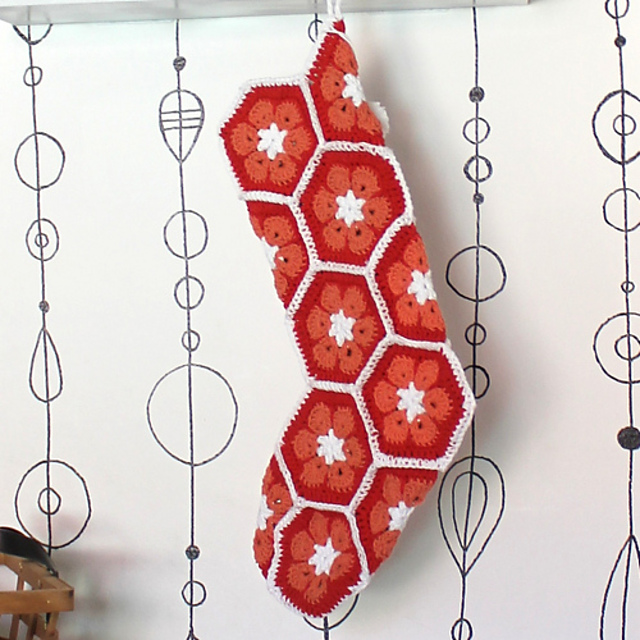 African Flower Crochet Stocking