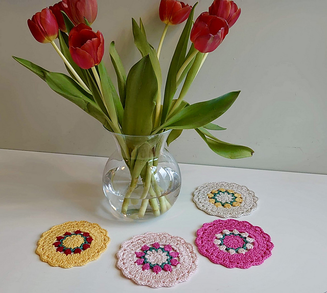 Crochet Coaster ‘’Springflowers’’