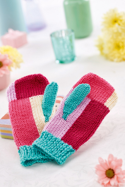 Colour Block Mittens