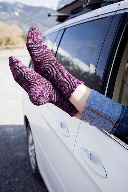 Worsted Toe-Up Faux-Heel-Flap Socks for Magic Loop