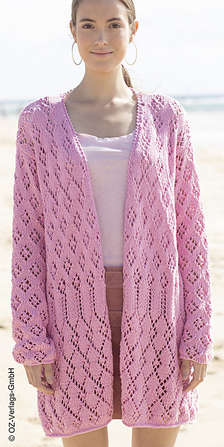 # 20 Ajourmusterjacke in Rosa