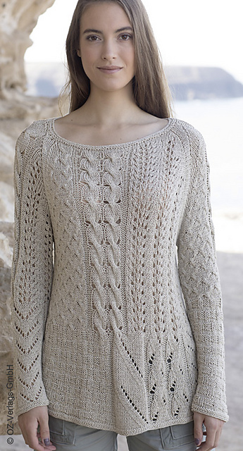 # 28 Beigefarbener Pulli im Mustermix