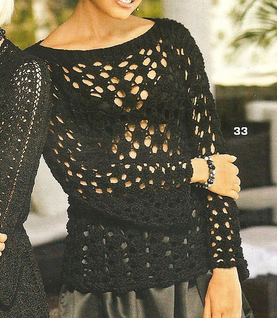 # 33 Eyelet pattern sweater in ribbon yarn