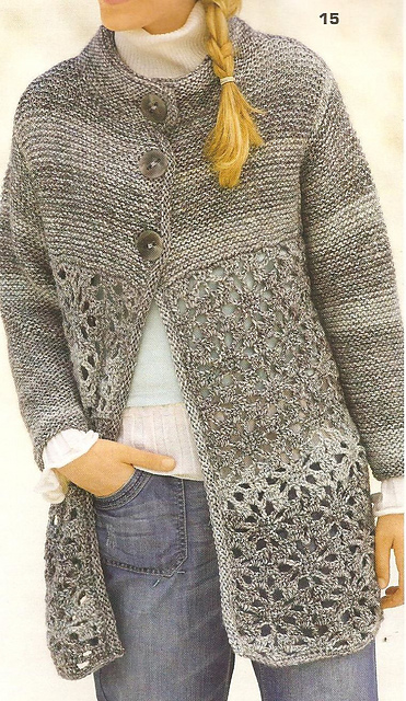 # 15 Longjacke in Grau meliert