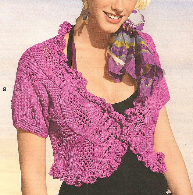 # 09 Bolero with Cable and Lace Pattern