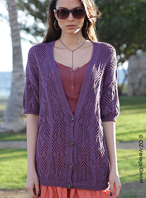 # 32 Ajourmusterjacke in Violett