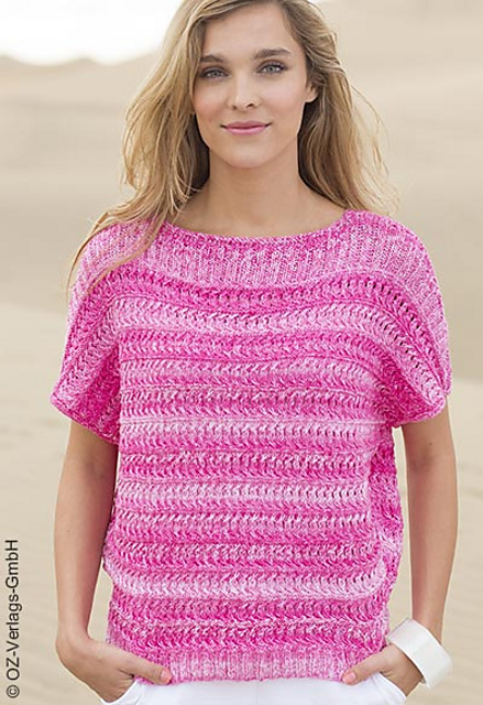 # 22 Pull en rose vif chiné