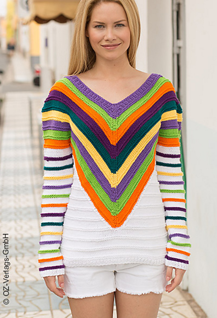 # 17 Pulli mit Streifenpasse
