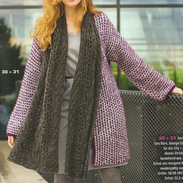 # 30 Quer gestrickte Jacke