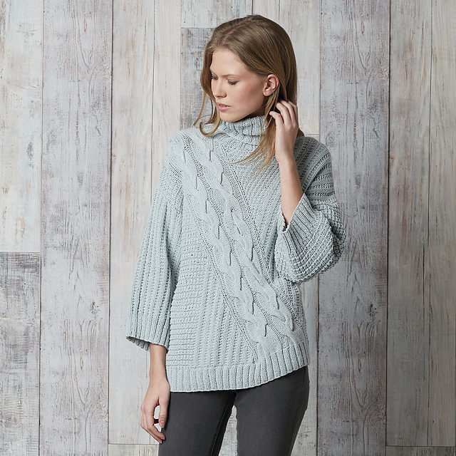 13-51 Pulli mit diagonalem Zopfmuster