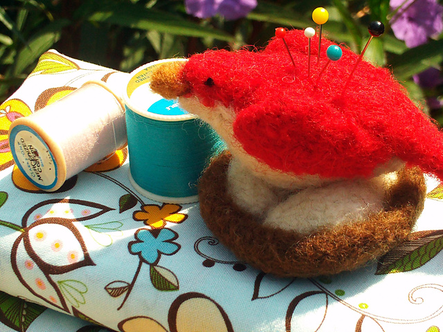 Nesting Bird Felted Pincushion