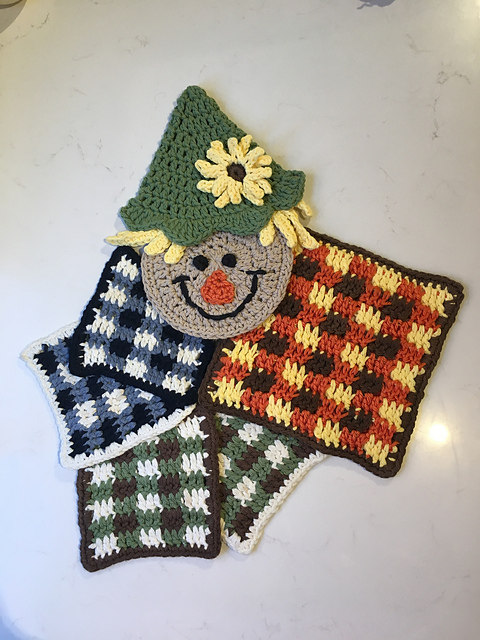 Scarecrow & Plaid Potholder & Coaster