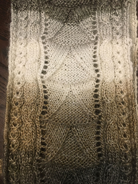 Cables, Lace, Waves Scarf