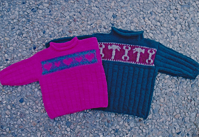 Julie's Hearts & Kyle's Tool Time Sweaters