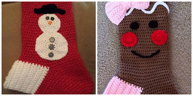 Build your Own Christmas Stocking with Gingerbread people and Snowman Appliques 