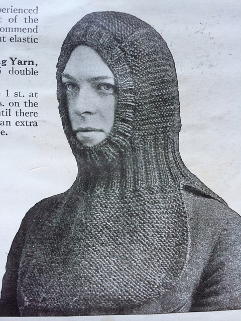 Knit Helmet with Purled Face Opening No. 657