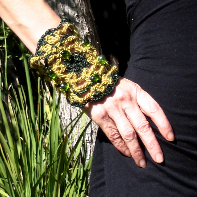 Recycled Cuff w/Recycled Glass Beads